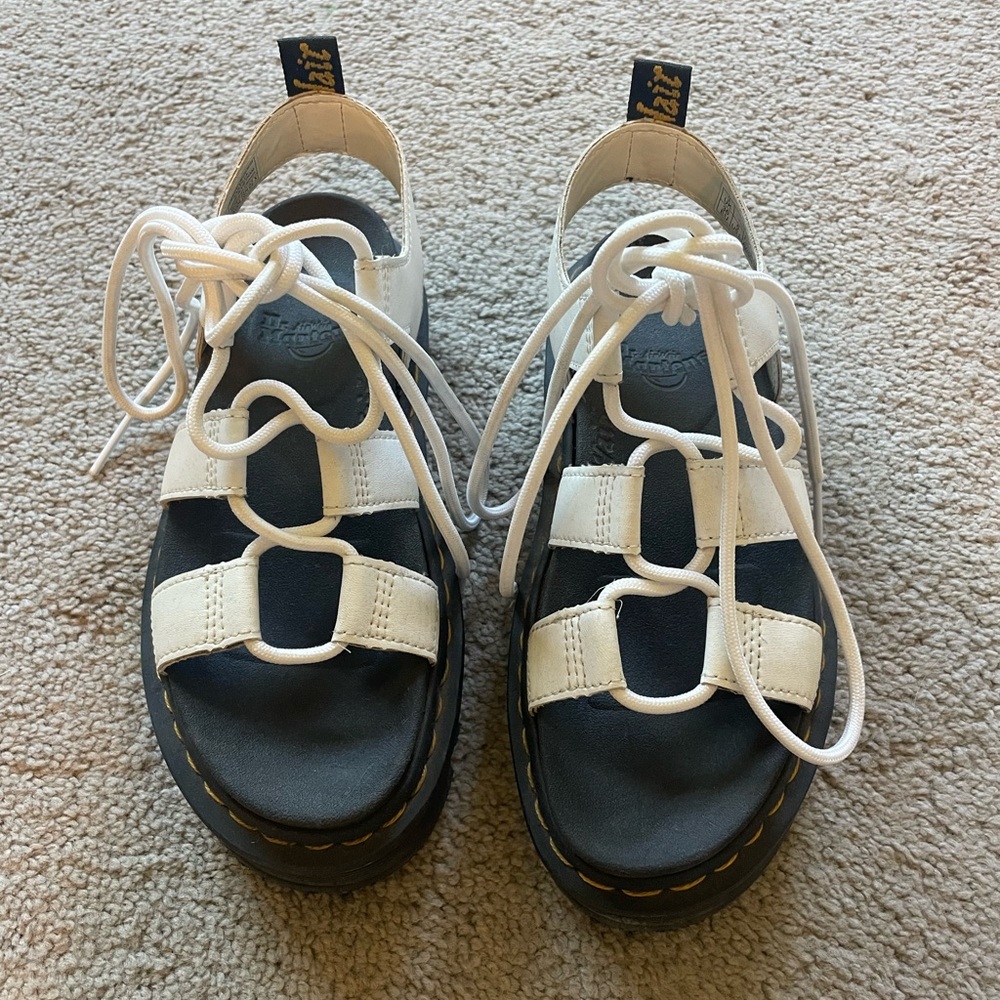 Dr. Martens Nartilla Platform White Lace Up Sandals!